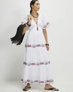 White Embroidered Maxi Dress