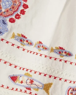 White Embroidered Shorts