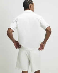 White Embroidered Shorts