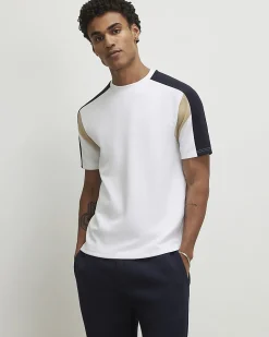 White Essential Slim Fit Colour Block T-Shirt