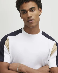 White Essential Slim Fit Colour Block T-Shirt