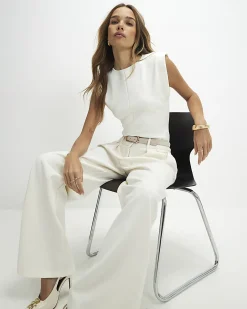 White Fitted Clean Knit Top
