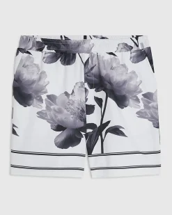 White Floral Pull On Shorts