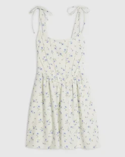 White Floral Tie Shoulder Corset Mini Dress