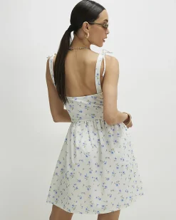 White Floral Tie Shoulder Corset Mini Dress