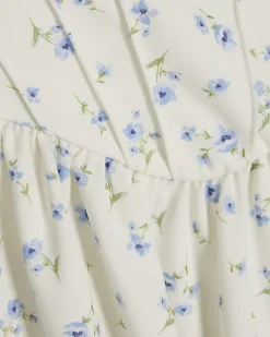 White Floral Tie Shoulder Corset Mini Dress
