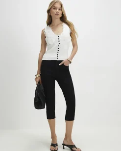 White Flower Lace Embroidered Vest Top