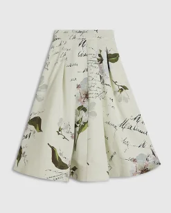 White Full Pintuck Midi Skirt