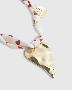 White Heart Charm Phone Chain