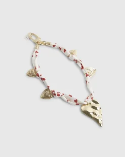 White Heart Charm Phone Chain
