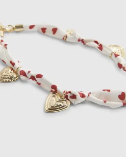 White Heart Charm Phone Chain