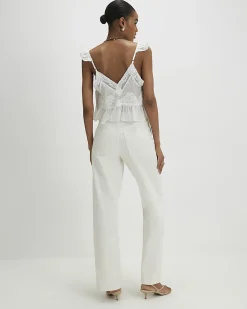 White High Waisted Relaxed Straight Jeans