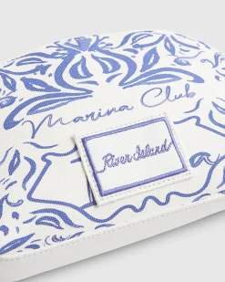 White Ibiza Print Makeup Pouch