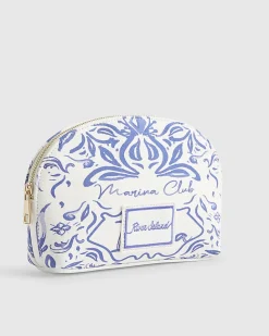 White Ibiza Print Makeup Pouch