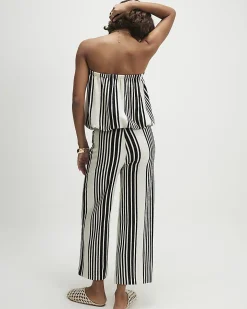 White Jersey Stripe Culottes