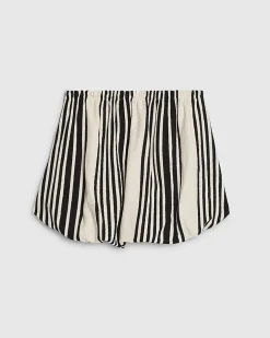 White Jersey Striped Bubble Hem Bandeau Top
