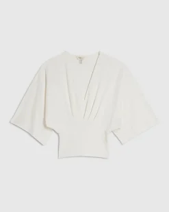 White Kimono Sleeve Cotton Blend T-shirt
