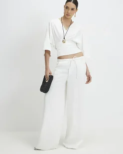 White Kimono Sleeve Cotton Blend T-shirt
