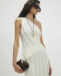 White Knitted Asymmetric Fringed Top
