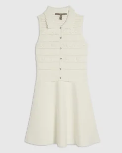 White Knitted Daisy Skater Dress