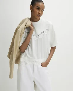 White Lace Detail T-Shirt
