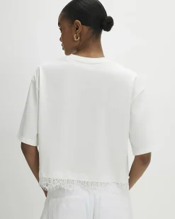 White Lace Detail T-Shirt
