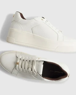 White Lace Up Flatform Trainers