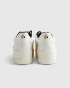 White Lace Up Flatform Trainers