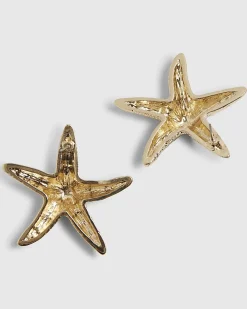 White Large Enamel Starfish Stud Earrings