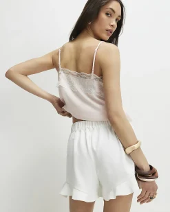 White Layered Frill Shorts