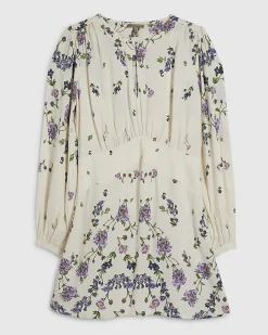 White Long Sleeve Floral Mini Dress