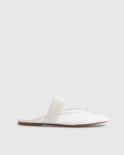 White Mesh Backless Ballet Pumps