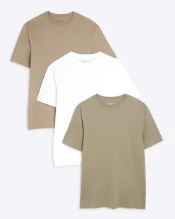 White Multi Coloured Slim Fit T-Shirts 3 Pack