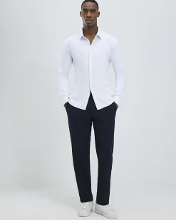White Muscle Fit Stretch Pique Smart Shirt