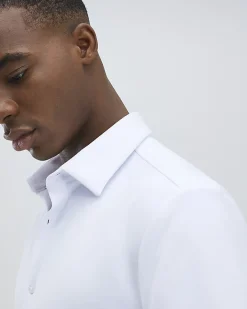 White Muscle Fit Stretch Pique Smart Shirt