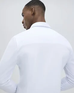 White Muscle Fit Stretch Pique Smart Shirt