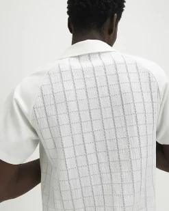 White Muscle Fit Texture Short Sleeve Shirt