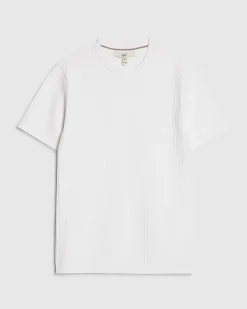 White Muscle Fit Textured Knit T-shirt