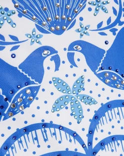 White One Shoulder Dolphin Print Swimsuit