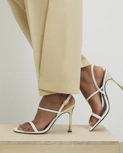 White Open Back Heeled Sandals
