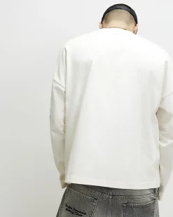 White Oversized Cotton Burnout Car T-Shirt