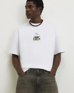 White Oversized Cotton Cafe Rivere T-Shirt