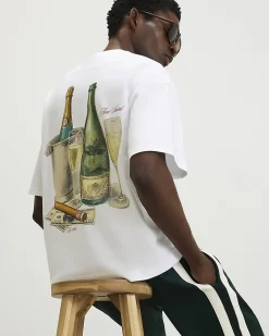 White Oversized Cotton Champagne T-Shirt