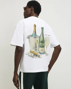 White Oversized Cotton Champagne T-Shirt