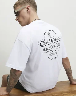 White Oversized Cotton Couture Print T-Shirt
