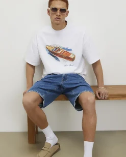 White Oversized Cotton Cruise Boat T-Shirt