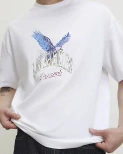 White Oversized Cotton Eagle T-Shirt