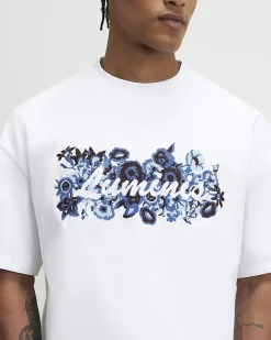 White Oversized Cotton Floral Luminis T-Shirt