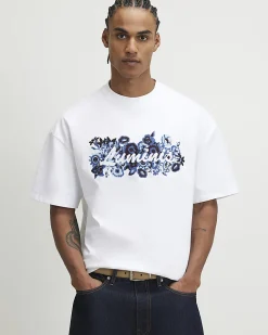 White Oversized Cotton Floral Luminis T-Shirt