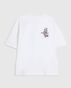 White Oversized Cotton Floral Dove T-Shirt